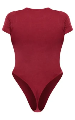 PRETTYLITTLETHING Cherry Red Logo Short Sleeved Bodysuit