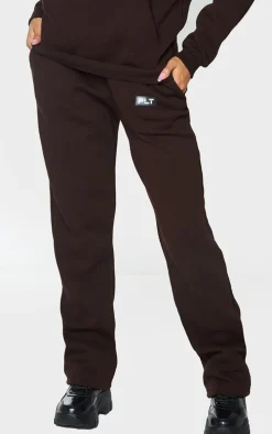 PRETTYLITTLETHING Chocolate Badge Detailed Straight Leg Sweatpants