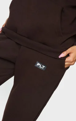 PRETTYLITTLETHING Chocolate Badge Detailed Straight Leg Sweatpants