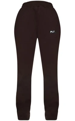 PRETTYLITTLETHING Chocolate Badge Detailed Straight Leg Sweatpants
