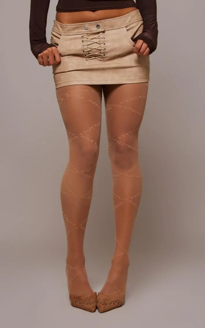 PRETTYLITTLETHING Chocolate Flock Tights