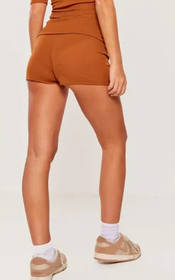 PRETTYLITTLETHING Chocolate Sheer Burnout Mesh Hot Pant Shorts