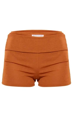 PRETTYLITTLETHING Chocolate Sheer Burnout Mesh Hot Pant Shorts