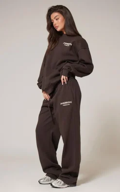 PRETTYLITTLETHING Chocolate Premium Print Oversized Sweatshirt