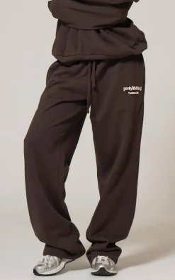 PRETTYLITTLETHING Chocolate Premium Print Straight Leg Sweatpants