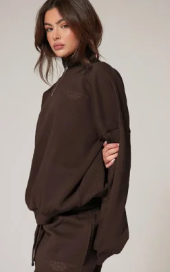 PRETTYLITTLETHING Chocolate Premium Print Cuffed Sweatpants