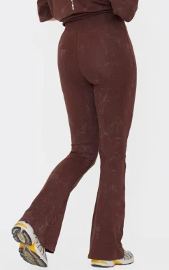 PRETTYLITTLETHING Chocolate Print Washed High Waist Flared Pants