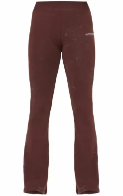 PRETTYLITTLETHING Chocolate Print Washed High Waist Flared Pants