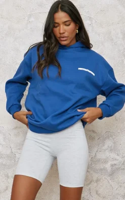 PRETTYLITTLETHING Cobalt Puff Back Print Hoodie