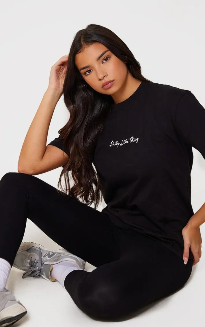 PRETTYLITTLETHING Cotton Black Oversized T-Shirt