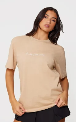 PRETTYLITTLETHING Cotton Sand Oversized T-Shirt