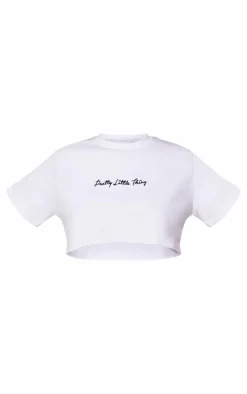 PRETTYLITTLETHING Cotton White Crop Oversized T-Shirt