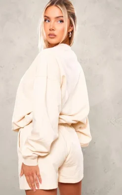 PRETTYLITTLETHING Cream Embroidered Country Club Washed Sweatshirt