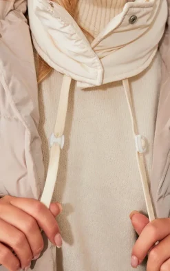 PRETTYLITTLETHING Cream Nylon Detached Hood