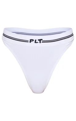 PRETTYLITTLETHING Cream Seamless Ribbed Thong