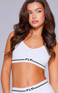 PRETTYLITTLETHING Cream Seamless Ribbed Bra