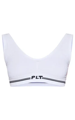 PRETTYLITTLETHING Cream Seamless Ribbed Bra