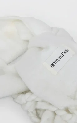 PRETTYLITTLETHING Cream Tab Fuzzy Blanket Scarf
