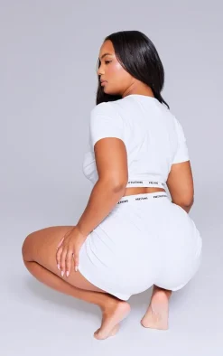 PRETTYLITTLETHING Cream Tape Short Sleeve PJ Top