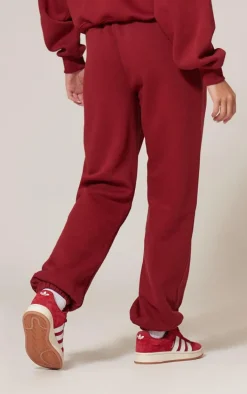 PRETTYLITTLETHING Dark Red Borg Applique Cuffed Sweatpants