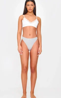 PRETTYLITTLETHING Grey Badge Seamless Thong