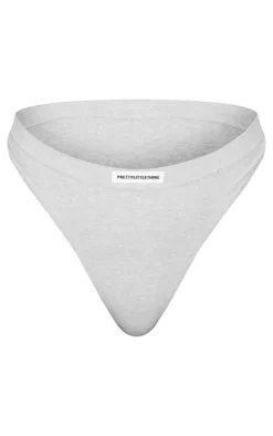 PRETTYLITTLETHING Grey Badge Seamless Thong