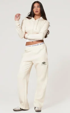 PRETTYLITTLETHING Grey Marl Embroidered Straight Leg Sweatpants