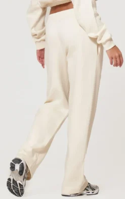 PRETTYLITTLETHING Grey Marl Embroidered Straight Leg Sweatpants