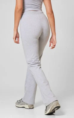PRETTYLITTLETHING Grey Marl Badge Low Rise Straight Leg Pants