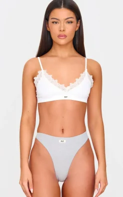 PRETTYLITTLETHING Grey Ribbed Seamless Thong