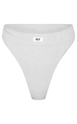 PRETTYLITTLETHING Grey Ribbed Seamless Thong