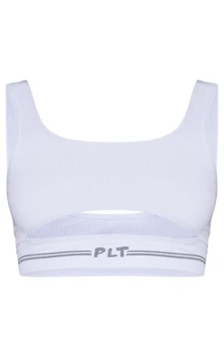 PRETTYLITTLETHING Grey Seamless Rib Cut Out Bralette