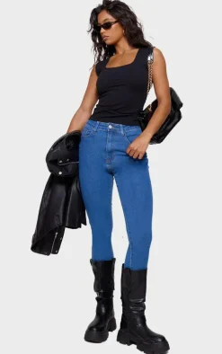 PRETTYLITTLETHING L30 Mid Blue 5 Pocket Skinny Jeans
