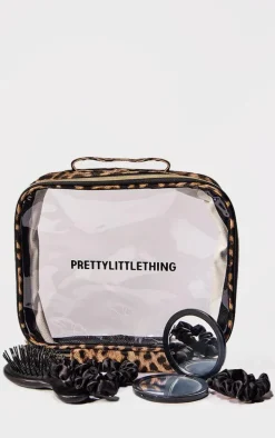 PRETTYLITTLETHING Leopard Wash Bag Gifting Set