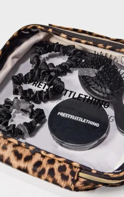 PRETTYLITTLETHING Leopard Wash Bag Gifting Set