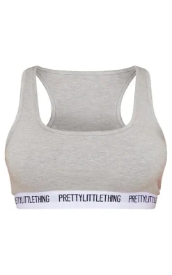 PRETTYLITTLETHING Light Grey Racer Back Bra