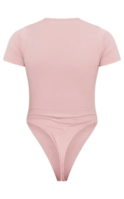 PRETTYLITTLETHING Light Pink Logo Short Sleeve Bodysuit