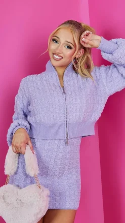 PRETTYLITTLETHING Lilac Embossed Towelling Knit Cut Out Mini Dress