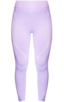 PRETTYLITTLETHING Lilac Ski Seamless Contrast Seam Bodysuit & Leggings Set