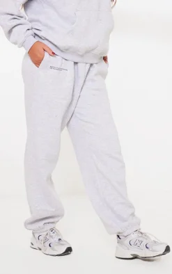 PRETTYLITTLETHING Logo Ash Grey Est 2012 Cuffed Sweatpants