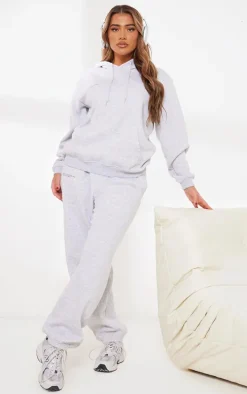 PRETTYLITTLETHING Logo Ash Grey Est 2012 Oversized Fit Hoodie