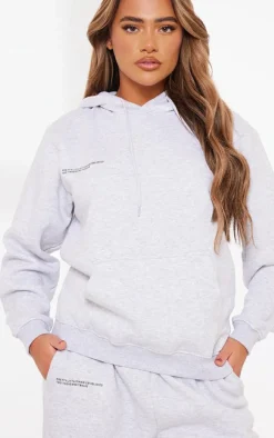 PRETTYLITTLETHING Logo Ash Grey Est 2012 Oversized Fit Hoodie