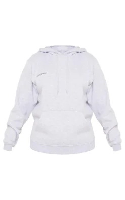 PRETTYLITTLETHING Logo Ash Grey Est 2012 Oversized Fit Hoodie