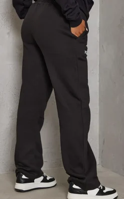 PRETTYLITTLETHING Logo Black Badge Detail Straight Sweatpants