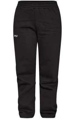 PRETTYLITTLETHING Logo Black Badge Detail Straight Sweatpants