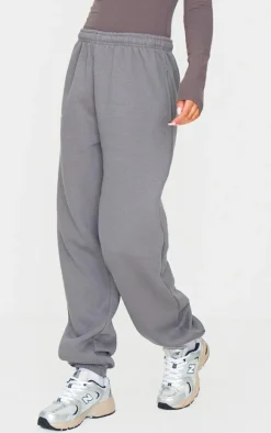 PRETTYLITTLETHING Logo Charcoal Grey Est 2012 Cuffed Sweatpants