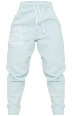 PRETTYLITTLETHING Logo Light Blue Graphic Printed Sweatpants