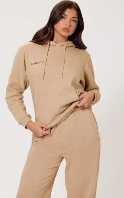 PRETTYLITTLETHING Logo Sand Est 2012 Oversized Fit Hoodie