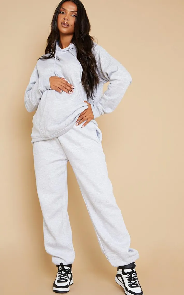 PRETTYLITTLETHING Maternity Grey Embroidered Sweatpants