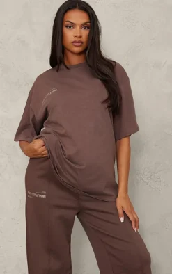 PRETTYLITTLETHING Maternity Chocolate Logo Oversized T-Shirt